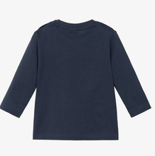 Load image into Gallery viewer, HUGO BOSS Boys Navy Blue Cotton Logo Top
