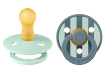 Load image into Gallery viewer, BIBS Pacifier Studio Colour 2 PACK Block Latex Size 1 Nordic Mint Petrol Mix
