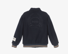 Load image into Gallery viewer, BOSS Boys Navy Blue Varsity Jacket with Crest Embroidery
