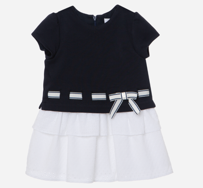 PATACHOU Navy Blue dress with embroidered skirt