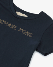 Load image into Gallery viewer, MICHAEL KORS Girls Navy Blue &amp; Gold Logo T-Shirt
