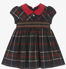 Load image into Gallery viewer, PATACHOU Girls Navy Blue Tartan Smocked Dress
