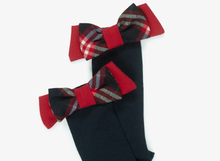 Load image into Gallery viewer, PATACHOU Girls Navy Blue Socks with Red Tartan Bows
