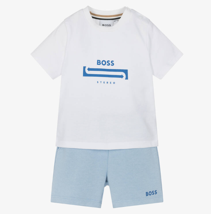 HUGO BOSS Baby Boys Blue Cotton Shorts Set