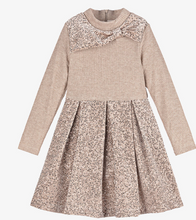 Load image into Gallery viewer, PATACHOU Girls Beige &amp; Gold Sequin Velour Dress
