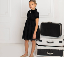 Load image into Gallery viewer, PATACHOU Girls Black Lace &amp; Velvet Dress
