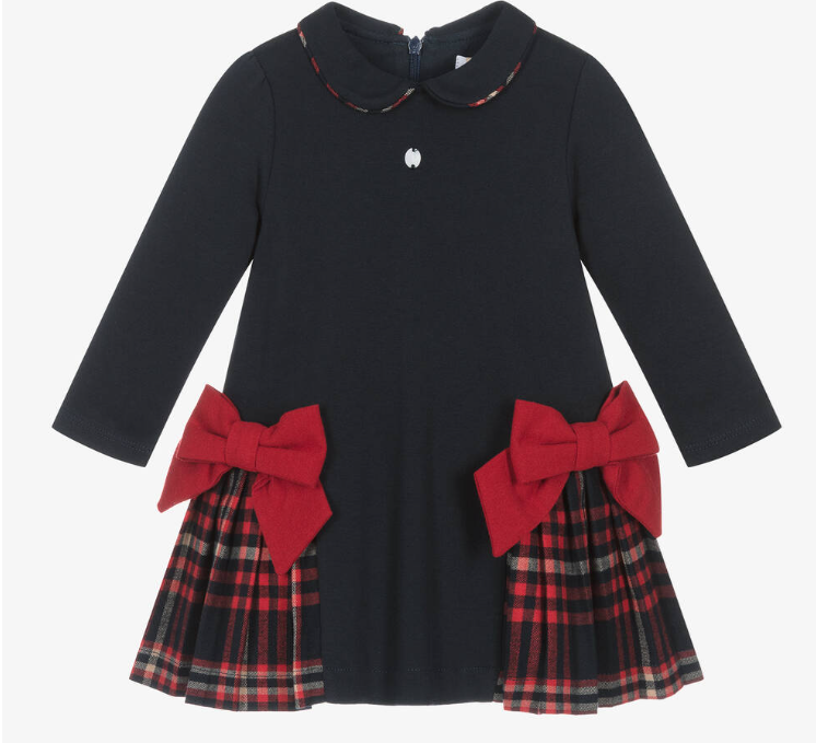 PATACHOU Girls Navy Blue Cotton Dress