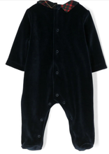 Load image into Gallery viewer, PATACHOU embroidered-motif velvet babygrow
