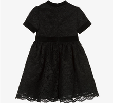 Load image into Gallery viewer, PATACHOU Girls Black Lace &amp; Velvet Dress
