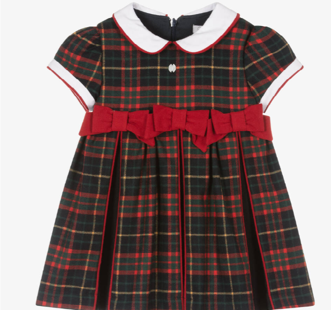 PATACHOU Girls Blue Tartan Viscose Dress