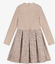 Load image into Gallery viewer, PATACHOU Girls Beige &amp; Gold Sequin Velour Dress
