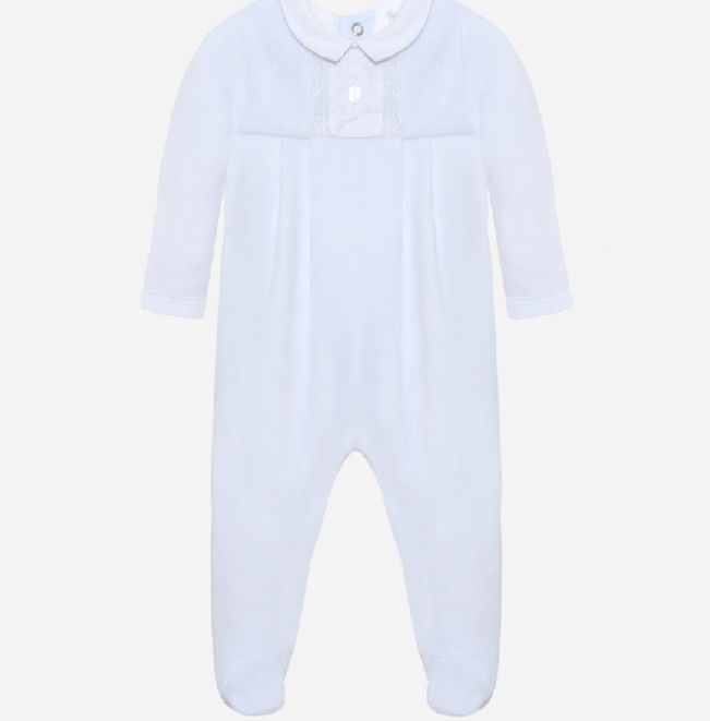 PATACHOU Light Blue velour babygrow