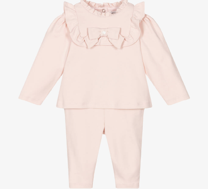 PATACHOU Girls Pink Cotton Jersey Trouser Set