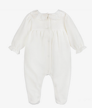 Load image into Gallery viewer, PATACHOU Girls Ivory Embroidered Velour Babygrow
