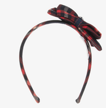 Load image into Gallery viewer, PATACHOU Girls Blue &amp; Red Tartan Bow Hairband
