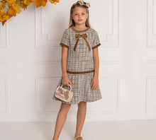 Load image into Gallery viewer, PATACHOU Girls Grey &amp; Gold Tweed Dress
