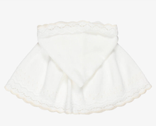 Load image into Gallery viewer, PAZ RODRIGUEZ Baby Girls Ivory Cotton Knit Cape with Knot Stitch Detail
