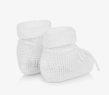 Load image into Gallery viewer, PAZ RODRIGUEZ White Cotton Knit Baby Booties
