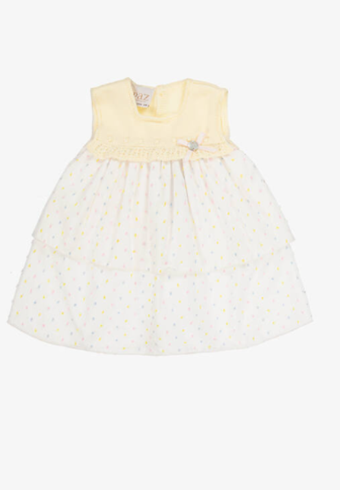 PAZ RODRIGUEZ Baby Girls White & Yellow Cotton Dress Set