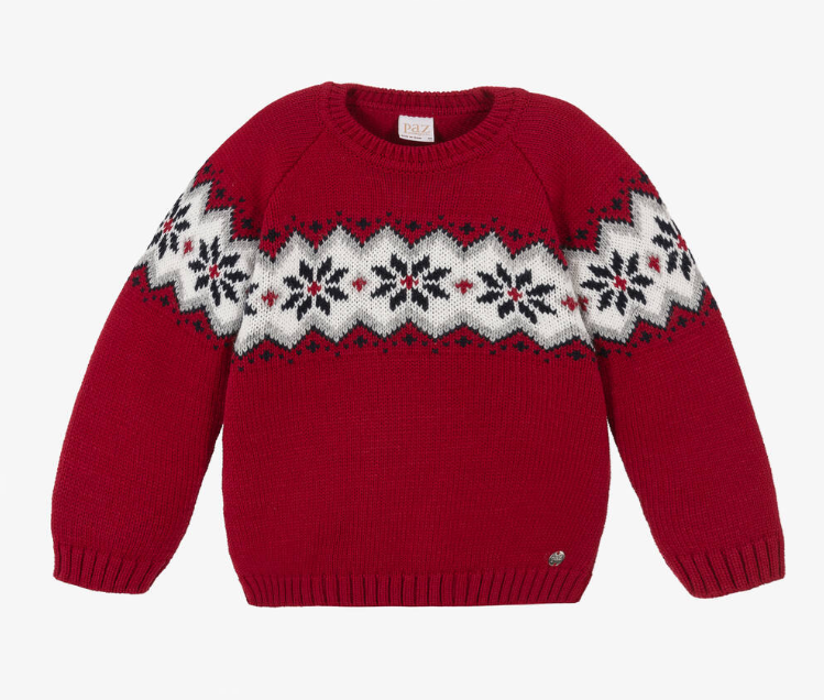 PAZ RODRIGUEZ Red Wool Fair Isle Sweater