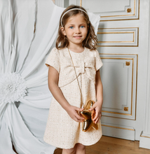 Load image into Gallery viewer, PATACHOU Girls Ivory Tweed Dress with Bow &amp; Sequins
