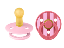 Load image into Gallery viewer, BIBS Pacifier Studio Colour 2 PACK Block Latex Size 1 Baby Pink Coral mix
