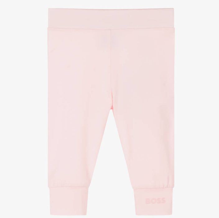 HUGO BOSS Girls Pink Organic Cotton Leggings