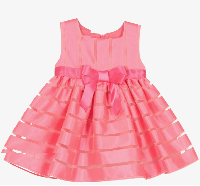 PATACHOU Girls Pink Striped Satin & Organza Dress