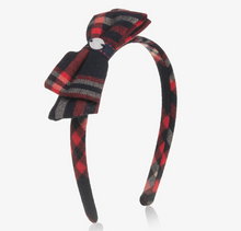 Load image into Gallery viewer, PATACHOU Girls Blue &amp; Red Tartan Bow Hairband
