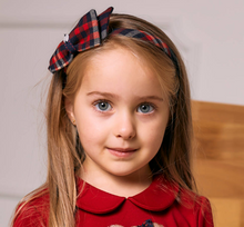 Load image into Gallery viewer, PATACHOU Girls Blue &amp; Red Tartan Bow Hairband
