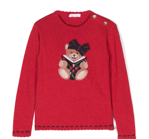 PATACHOU teddy-bear-embroidered sweater