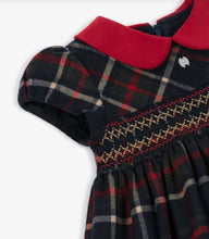 Load image into Gallery viewer, PATACHOU Girls Navy Blue Tartan Smocked Dress
