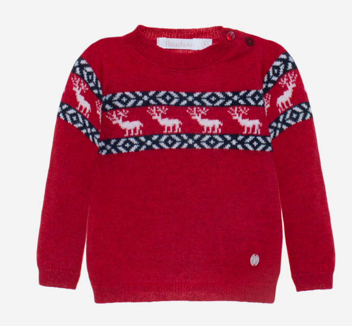 PATACHOU Red Reindeer Sweater