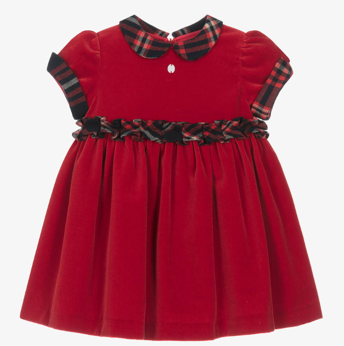 PATACHOU Girls Red Velvet Dress