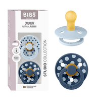 Load image into Gallery viewer, BIBS Studio Colour 2pack Polka Latex S1 Baby Blue/Steel Blue
