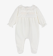 Load image into Gallery viewer, PATACHOU Girls Ivory Embroidered Velour Babygrow
