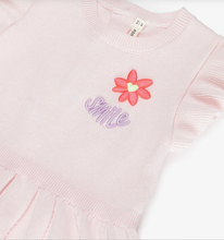 Load image into Gallery viewer, BILLIEBLUSH Girls Sparkly Pink Knitted Dress with Smile Embroidery
