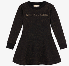 Load image into Gallery viewer, MICHAEL KORS Girls Black Cotton Jersey Skater Dress
