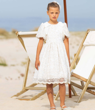 Load image into Gallery viewer, PATACHOU Girls Ivory &amp; Gold Embroidered Tulle Dress
