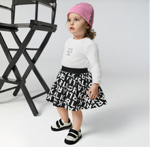 Load image into Gallery viewer, KARL LAGERFELD Girls Black &amp; White Cotton Dress with Logo Print
