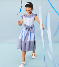 Load image into Gallery viewer, PATACHOU Girls White &amp; Blue Contrasting Stripe Cotton Dress
