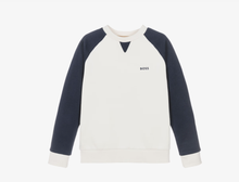 Load image into Gallery viewer, BOSS Boys Ivory Crew Neck Sweatshirt with Raglan Sleeves
