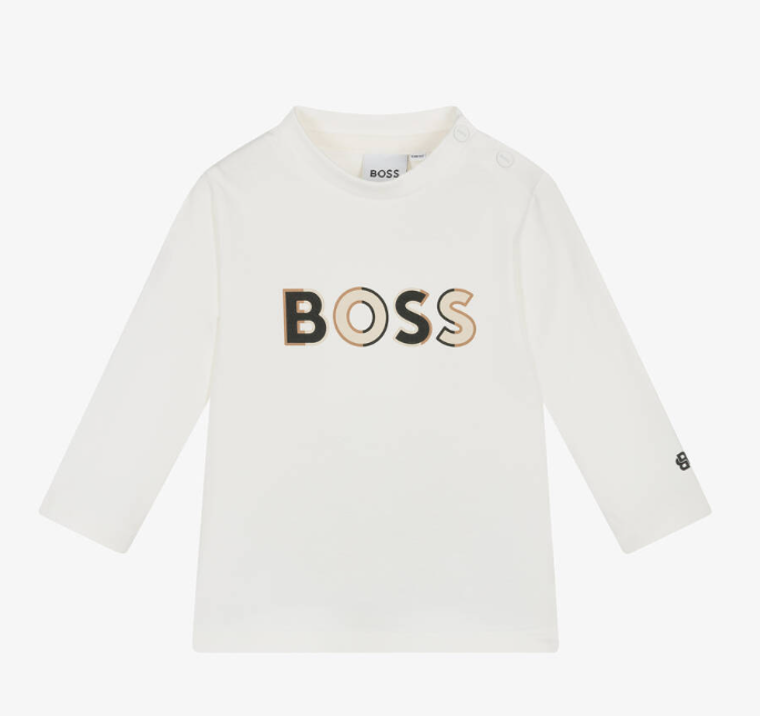 HUGO BOSS Baby Boys White Organic Cotton Top