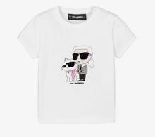Load image into Gallery viewer, KARL LAGERFELD Girls White Jersey T-Shirt with New Ikons Logo
