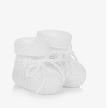 Load image into Gallery viewer, PAZ RODRIGUEZ White Cotton Knit Baby Booties
