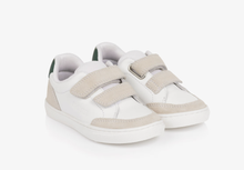 Load image into Gallery viewer, BOSS Boys White Leather Velcro Trainers with Suede Trim
