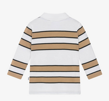 Load image into Gallery viewer, HUGO BOSS Boys White &amp; Beige Striped Cotton Polo Shirt
