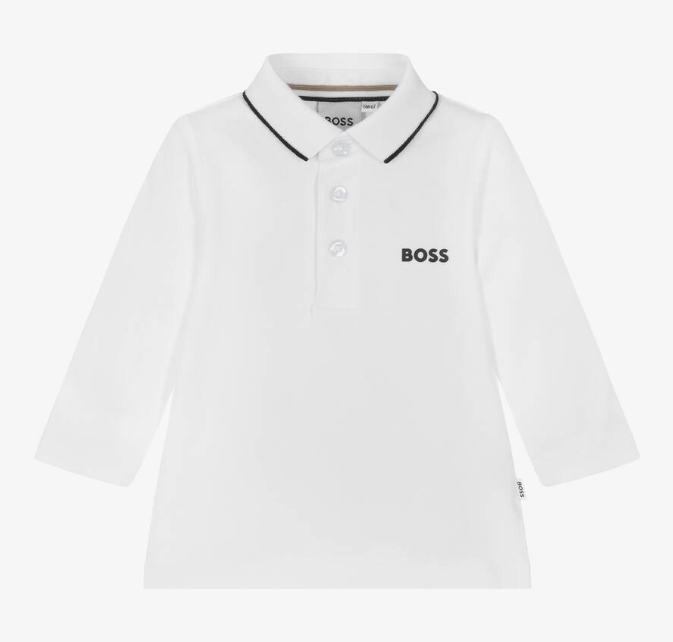 HUGO BOSS Boys White Cotton Polo Shirt