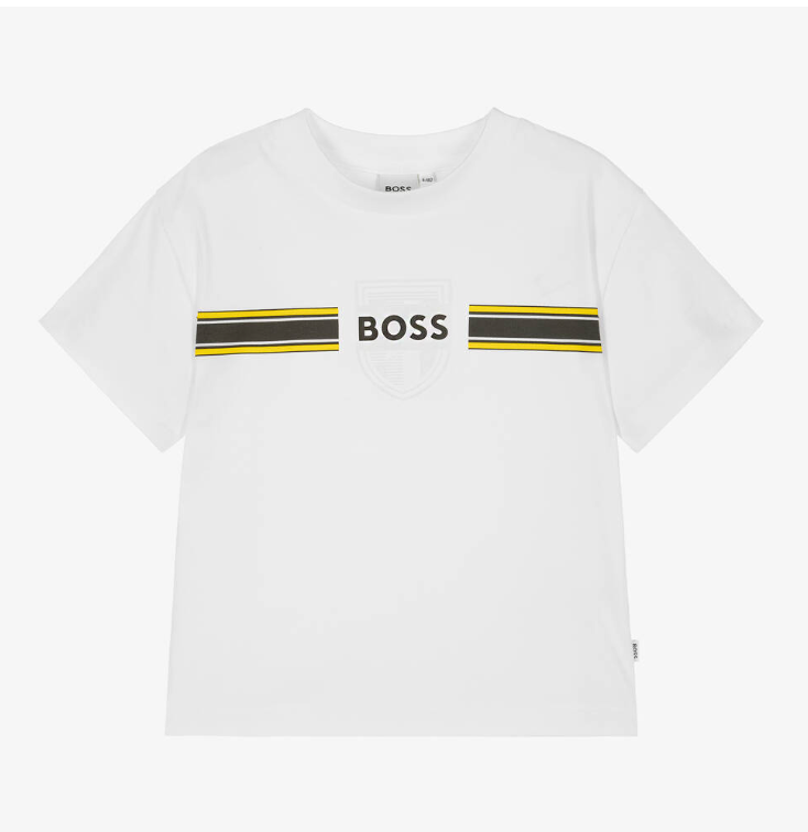 HUGO BOSS Boys White Cotton T-Shirt