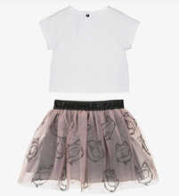 Load image into Gallery viewer, KARL LAGERFELD Girls White Jersey &amp; Pink Tulle Choupette Skirt Set
